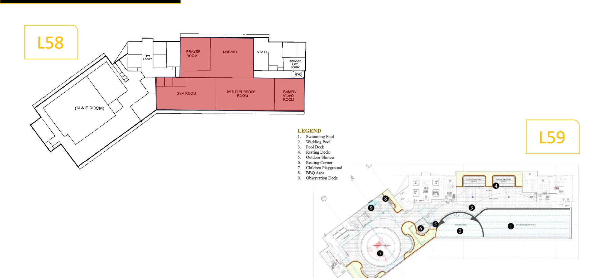 Golden Crown Residence Level 58 and 59 facilities plan